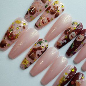 Long Coffin Gel Press on Nails